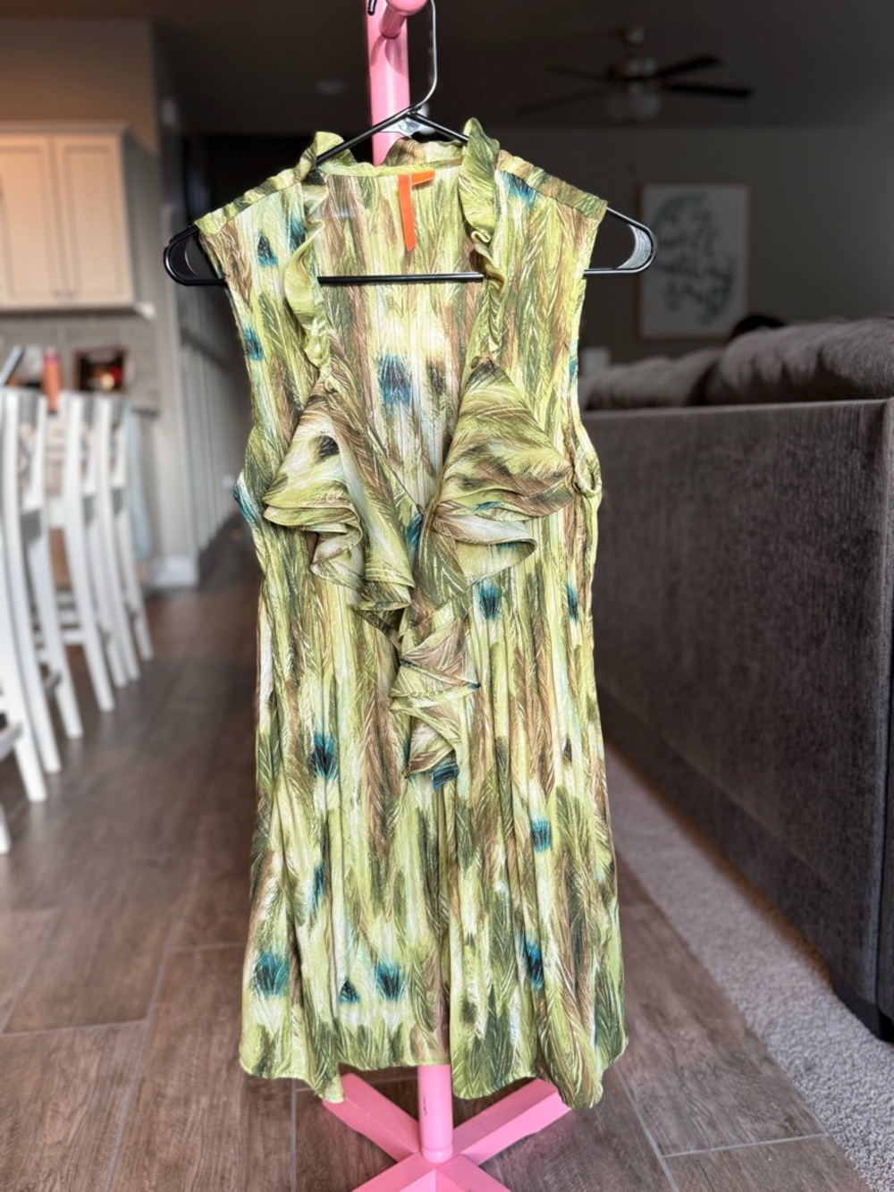 Green Ruffle Front Sleeveless Dress - Always Sunny by Sunny Leigh Size L